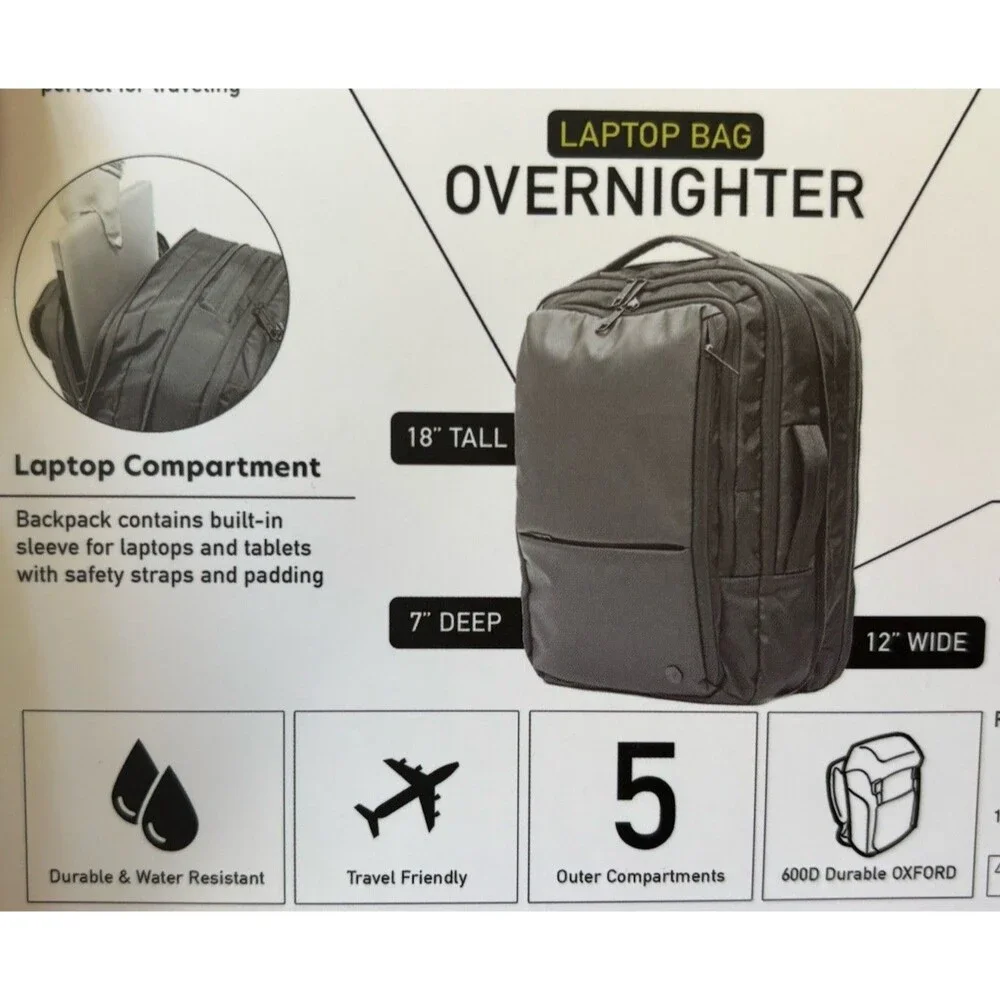 Primo Weekender Laptop Bag Black USB Travel Business Backpack Briefcase Luggage